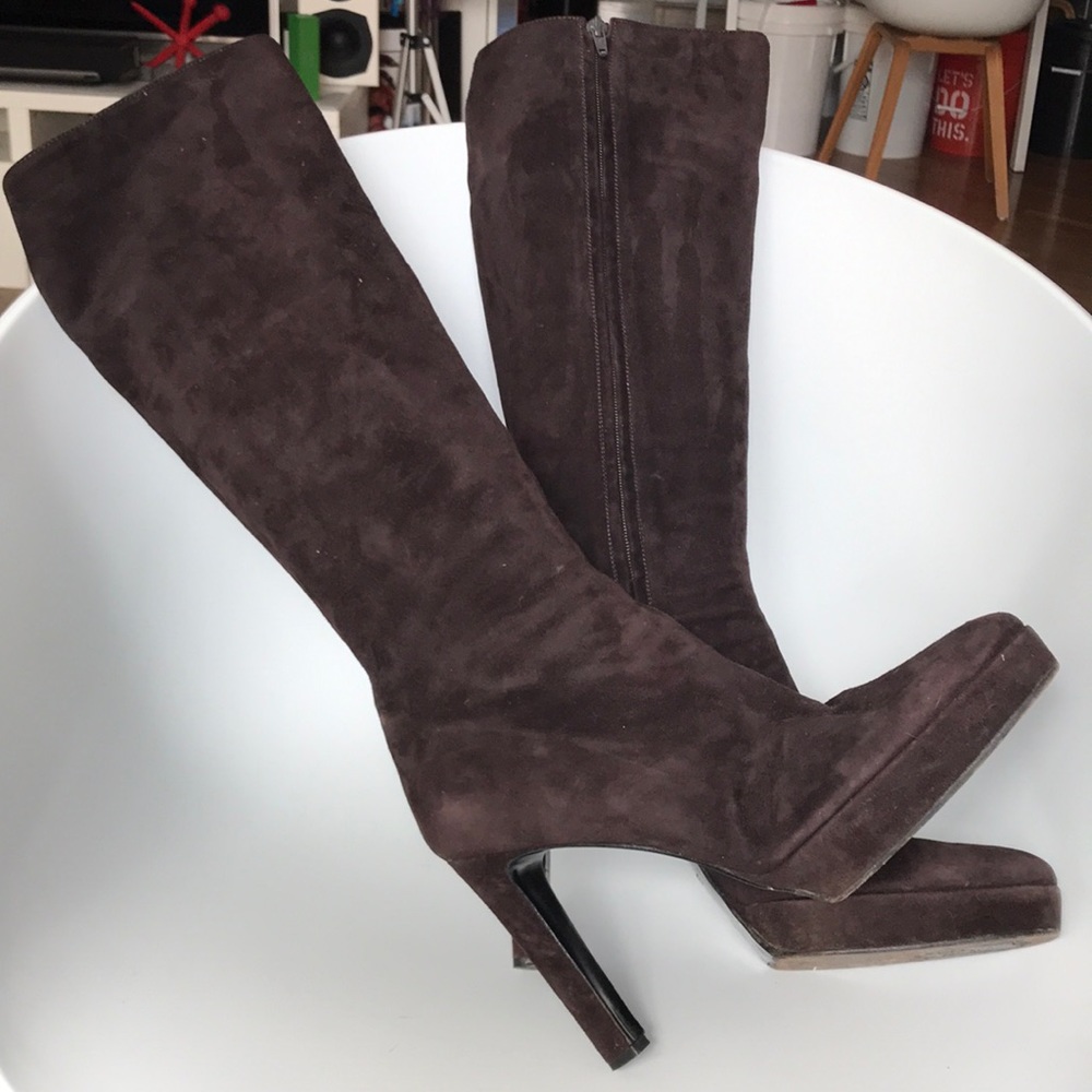 Vintage GUCCI BrownSuede Platform Fullzip boots 11